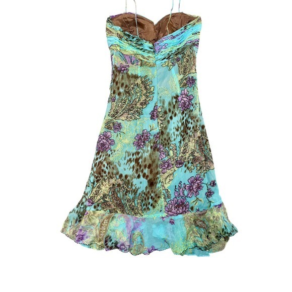 NWT Vintage Alberto Makali Silk Beaded Y2K Fairycore Dress Size 8 Whimsical - Picture 3 of 12